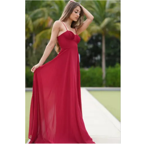 Lulus Cause for Commotion Red Pleated Bustier Maxi Dress Size XS - Picture 6 of 14